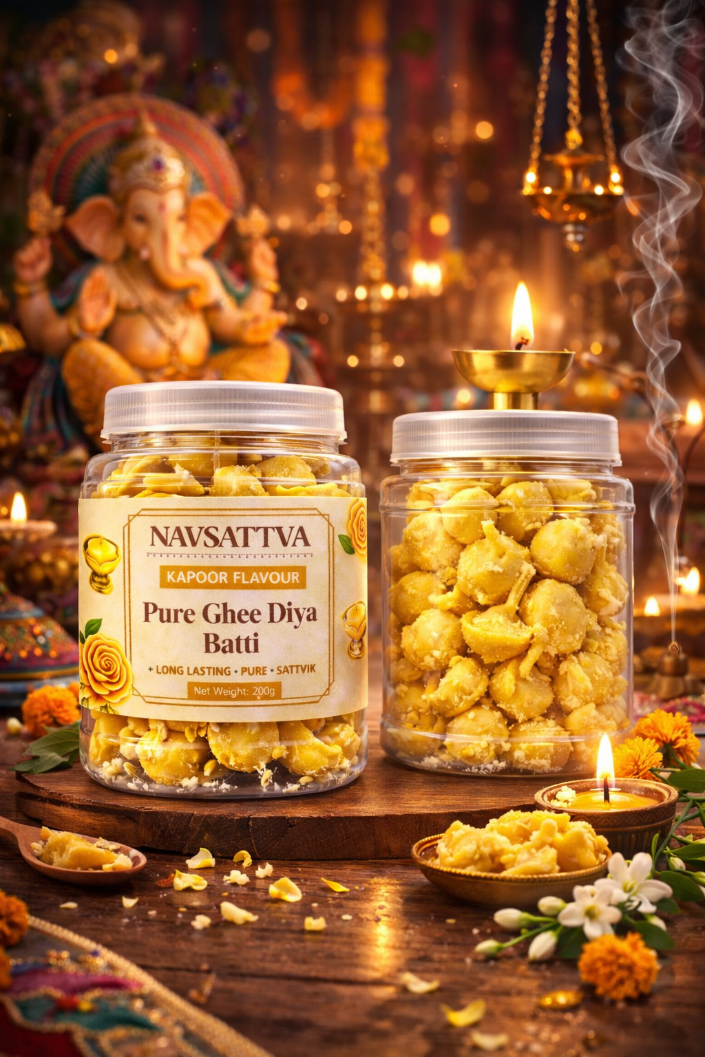 Pure Ghee Kapoor Fragrance Diya Batti (Pack of 70+) – Long Lasting Puja Jyot | Camphor Aroma {15+minute  Burning Time}