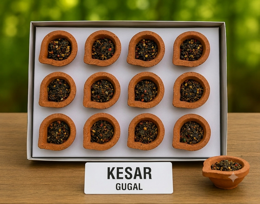 Kesar Guggal Sambrani Cups (Pack of 3) | 36 Natural Kesar Guggal Dhoop Cups | Long Lasting Fragrance | Handcrafted | Chemical-Free | Ideal for Pooja, Meditation, Havan & Home