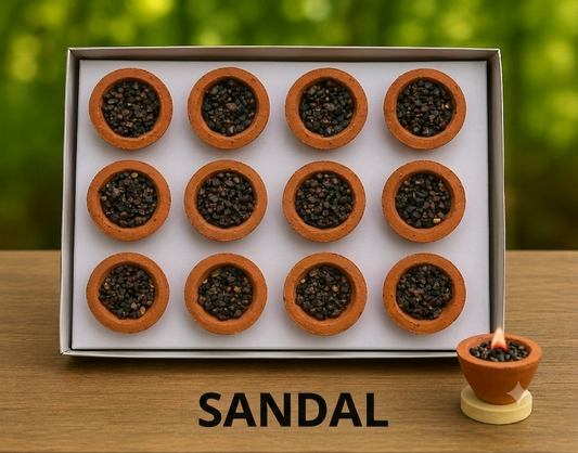 Sandal Sambrani Cups (Pack of 3) | 36 Natural Sandalwood (Chandan) Dhoop Cups | Long Lasting Fragrance | Handcrafted | Chemical-Free | Ideal for Pooja, Meditation & Home