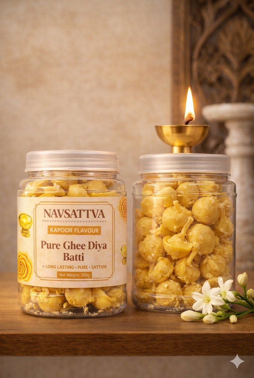 Pure Ghee Kapoor Fragrance Diya Batti (Pack of 70+) – Long Lasting Puja Jyot | Camphor Aroma {15+minute  Burning Time}