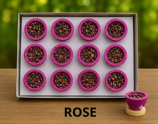 Rose Sambrani Cups (Pack of 3) | 36 Natural Rose Fragrance Dhoop Cups | Long Lasting Aroma | Handcrafted | Chemical-Free | Ideal for Pooja, Meditation & Home