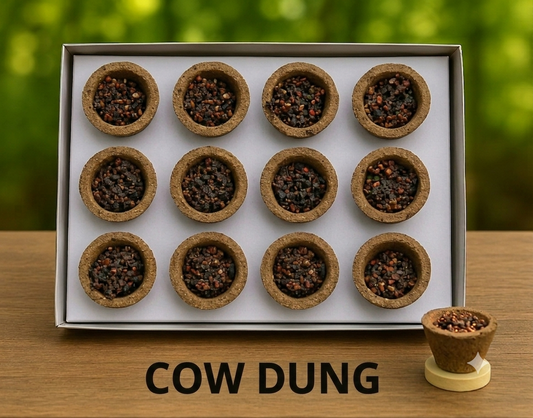 Cow Dung Sambrani Cups (Pack of 3) | 36 Natural Gobar Dhoop Cups | Herbal Havan Cups | Long Lasting Fragrance | Handcrafted | Ideal for Pooja, Havan, Meditation & Home