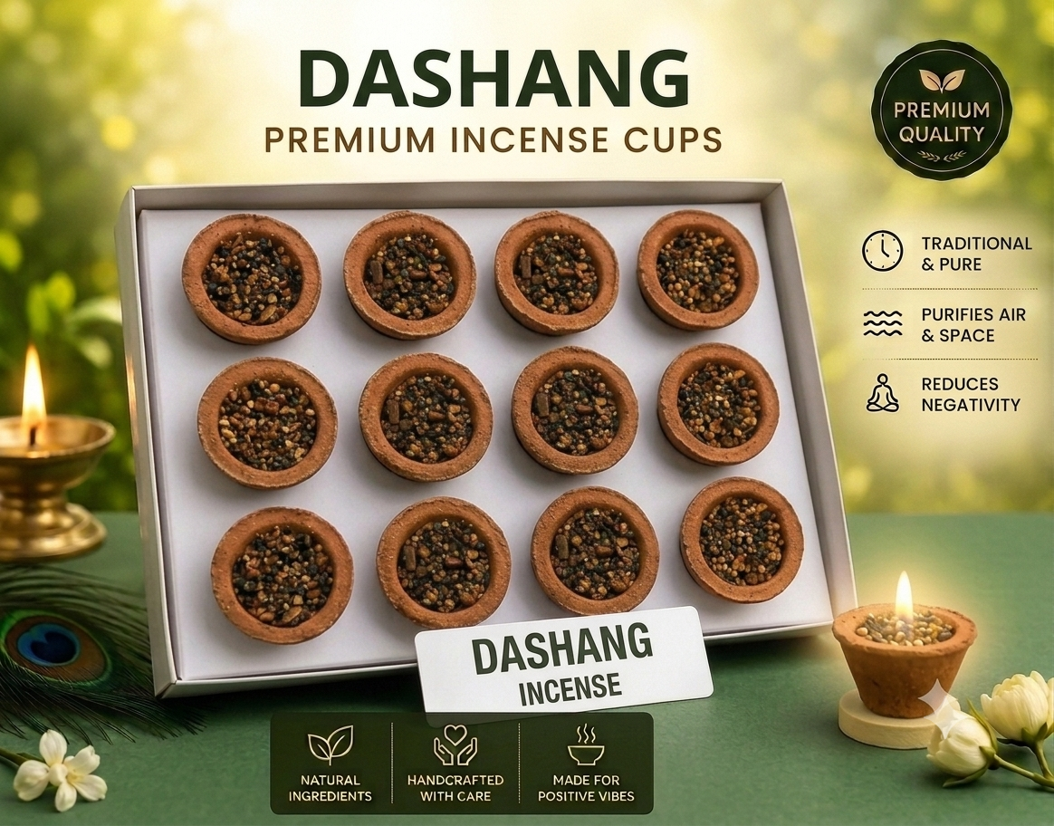 Dashang Sambrani Cups (Pack of 3) | 36 Natural Dashang Dhoop Cups | Long Lasting Fragrance | Handcrafted | Chemical-Free | Ideal for Pooja, Havan, Meditation & Home